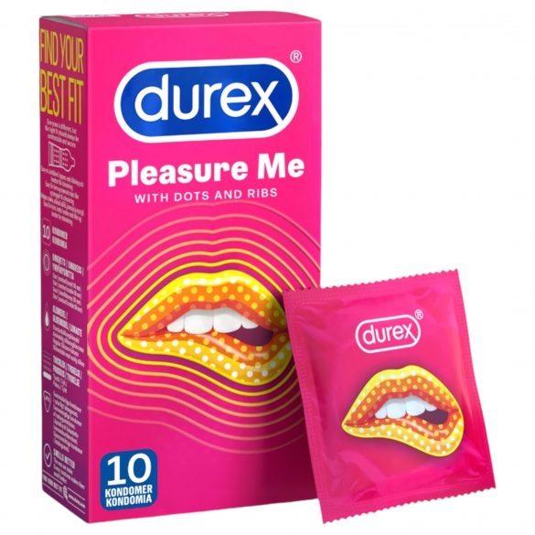 Durex Pleasure Me - prążkowane i punktowane prezerwatywy (10 sztuk)