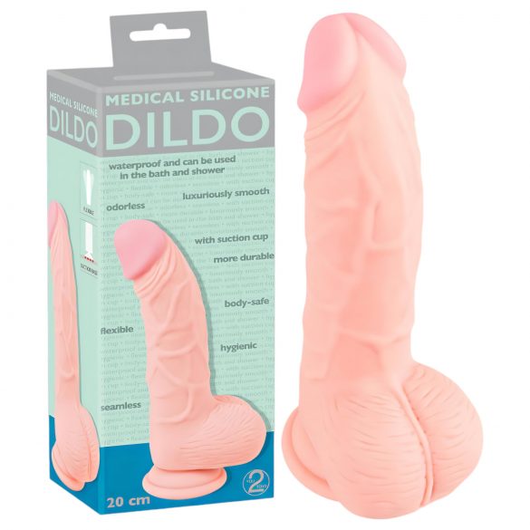 Medyczny - silikonowy dildo (20 cm) - naturalny