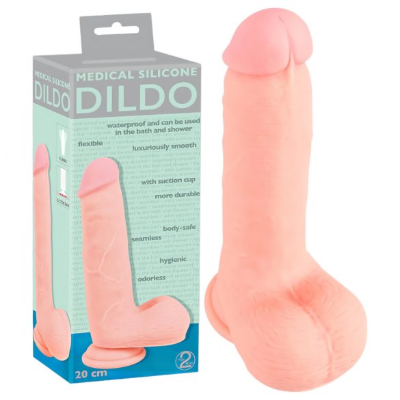 Medical - prosty dildo z medycznego silikonu (20 cm) - naturalny