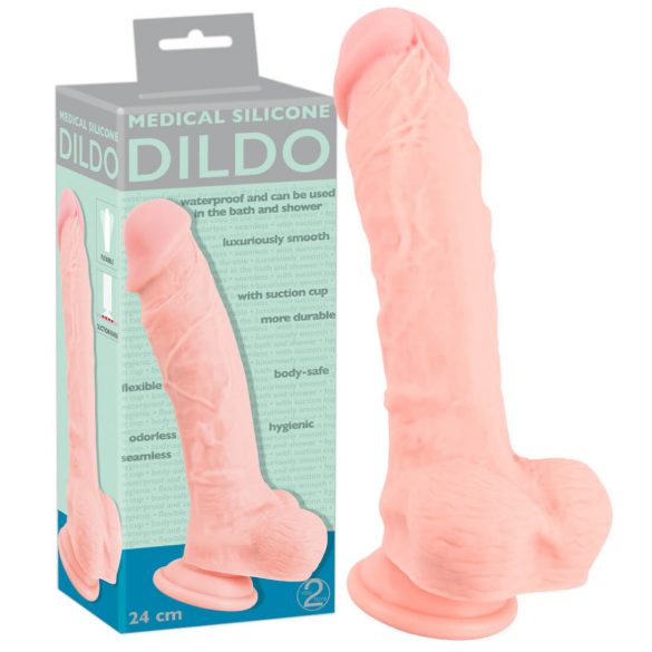 Medical - dildo z silikonu medycznego (24 cm) - naturalne 