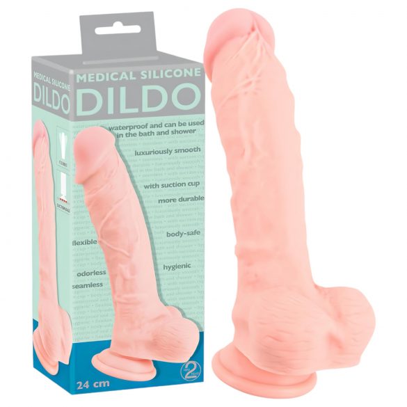 Medyczny - silikonowy dildo (24cm) - naturalny