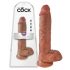 King Cock 10 jąder duże dildo (25 cm) - brązowe 