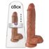 Król Cock 10 z jądrami duży dildo (25 cm) - brązowy