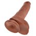 King Cock 10 jąder duże dildo (25 cm) - brązowe 