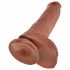 King Cock 10 jąder duże dildo (25 cm) - brązowe 