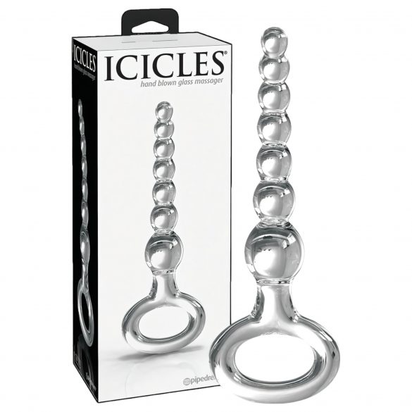 Icicles No. 67 - kuliste szklane dildo z gryzakiem (półprzezroczyste) 