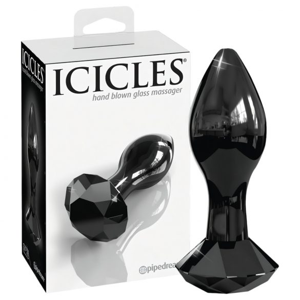 Icicles No. 78 - stożkowe szklane dildo analne (czarne)