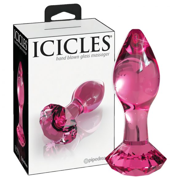 Icicles No. 79 - stożkowe szklane dildo analne (różowe)