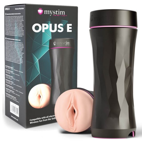 Mystim Opus E Vagina - elektryczny masturbator dildo (naturalny czarny) 