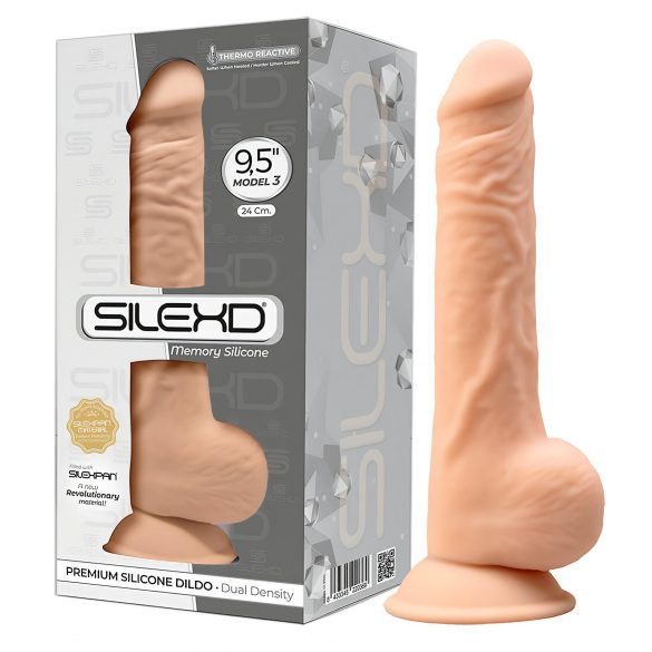 Silexd 9,5 - dildo z zaciskiem - 24 cm (naturalny) 