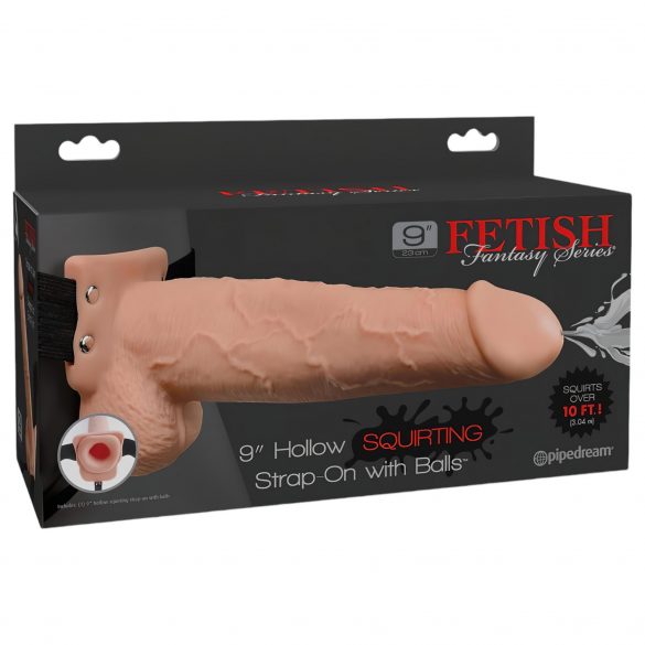 Fetish Strap-On 9 - przypinany, pusty, ejakulujący dildo (naturalny)