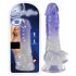 Crystal Clear - dildo z jądrami na podstawce - 19,5 cm (przezroczysto-fioletowy)