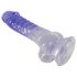 Crystal Clear - dildo z jądrami na podstawce - 19,5 cm (przezroczysto-fioletowy)