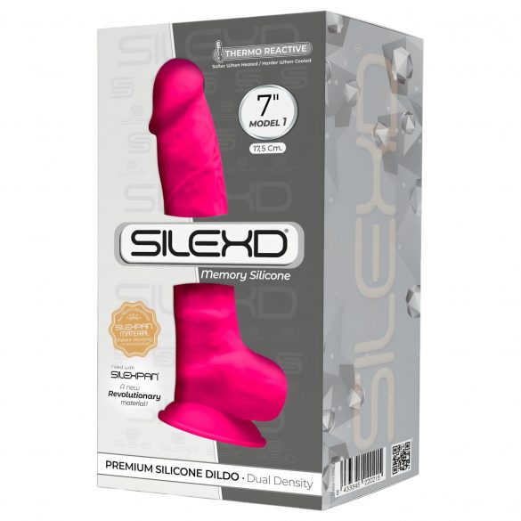 Silexd 7 - plastyczne, zaciskane dildo do jąder - 17,5 cm (różowe) 