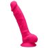 Silexd 7 - giętki dildo z przyssawką i jądrami - 17,5 cm (różowy)