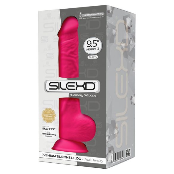 Silexd 9,5 - plastyczny, zaciskany dildo do jąder - 24 cm (różowy) 