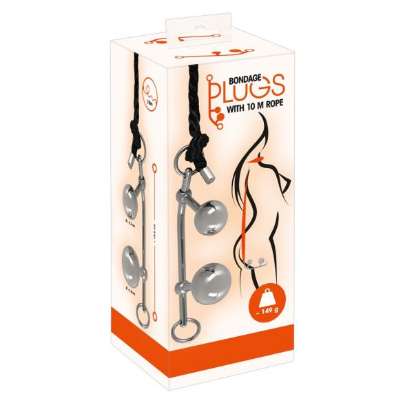 You2Toys Bondage Plugs - metalowe kulki rozporowe (149g) - srebrne 