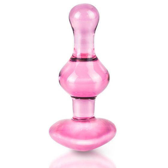 Icicles No. 75 - szklane dildo analne w kształcie serca (różowe)