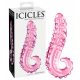 Icicles No. 24 - szklane dildo z prążkowanym językiem (różowe) 