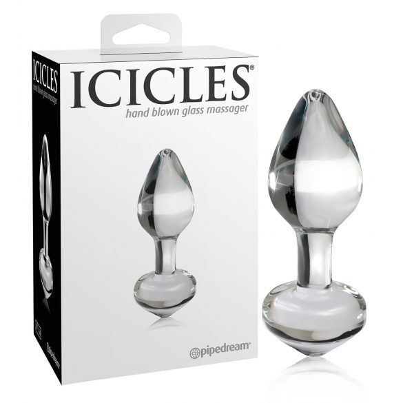 Icicles No. 44 - stożkowe, szklane dildo analne (przezroczyste)