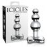 Icicles No. 47 - szklane dildo analne z potrójnymi koralikami (półprzezroczyste) 