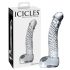 Icicles No. 61 - szklane dildo z jądrami i penisem (półprzezroczyste) 