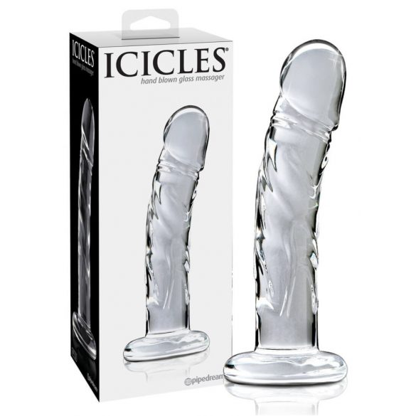 Icicles No. 62 - szklane dildo z penisem (półprzezroczyste) 