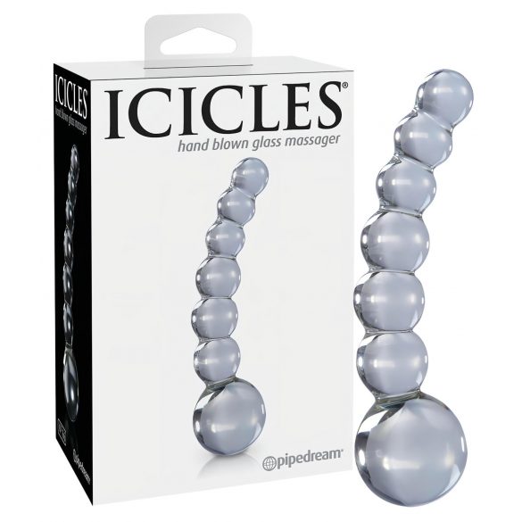 Icicles No. 66 - zakrzywione, kuliste, szklane dildo (przezroczyste)