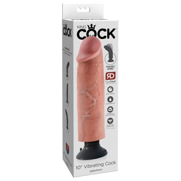 King Cock 10 - Elastyczne dildo z wypustkami (25 cm) - naturalne 