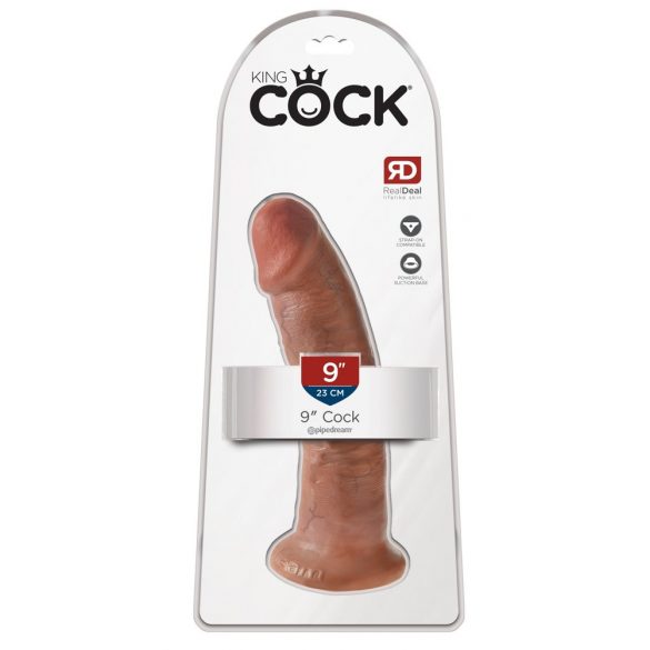 King Cock 9 - dildo z zaciskiem (23 cm) - ciemny naturalny 