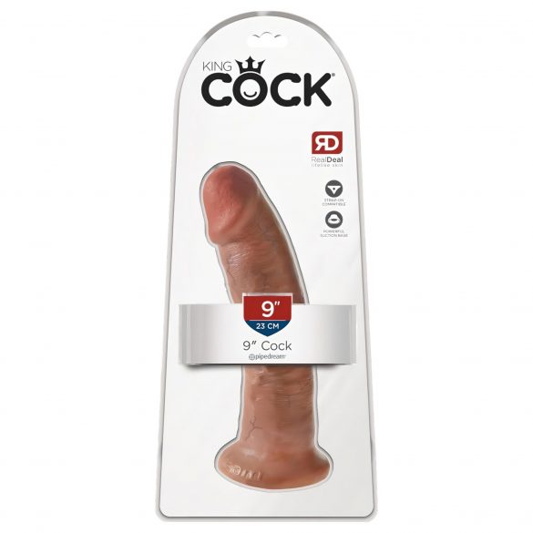 King Cock 9 - realistyczny dildo z przyssawką (23 cm) - ciemny naturalny