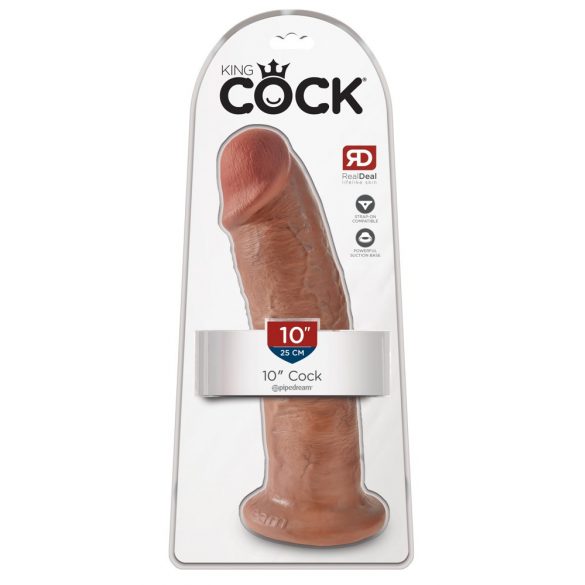 King Cock 10 - duże dildo z zaciskiem (25 cm) - ciemny naturalny 