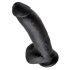 King Cock 9 - duży dildo z przyssawką i jądrami (23cm) - czarny