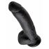 Król Cock 9 - duży dildo z przyssawką i jądrami (23 cm) - czarny