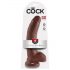 Król Cock 9 - duży, z przyssawką i jądrami dildo (23 cm) - brązowy