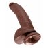 King Cock 9 - duże dildo z zaciskiem na jądra (23 cm) - brązowy 