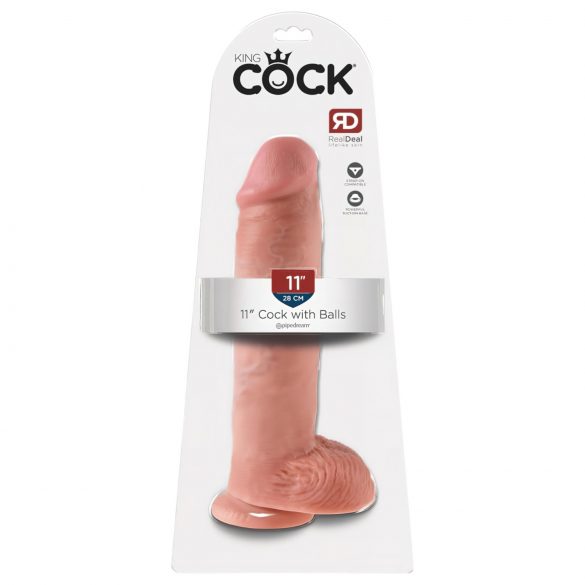 Król Cock 11 - przyssawkowy dildo z jądrami (28 cm) - naturalny