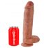 King Cock 11 - duże dildo z zaciskiem na jądra (28 cm) - ciemny naturalny 