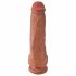 King Cock 11 - przyssawkowy dildo z jądrami (28cm) - ciemny naturalny