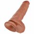 King Cock 11 - przyssawkowy dildo z jądrami (28cm) - ciemny naturalny