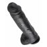 King Cock 11 - duże dildo z zaciskiem na jądra (28 cm) - czarny 