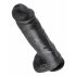 Król Cock 11 - duży czarny dildo z przyssawką i jądrami (28 cm)