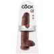 King Cock 11 - duży dildo z przyssawką i jądrami (28 cm) - brązowy