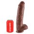 King Cock 11 - duży dildo z przyssawką i jądrami (28 cm) - brązowy