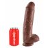 King Cock 11 - duży przyssawkowy dildo z jądrami (28cm) - brązowy