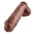 King Cock 11 - duży dildo z przyssawką i jądrami (28 cm) - brązowy