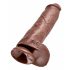 King Cock 11 - duży przyssawkowy dildo z jądrami (28cm) - brązowy