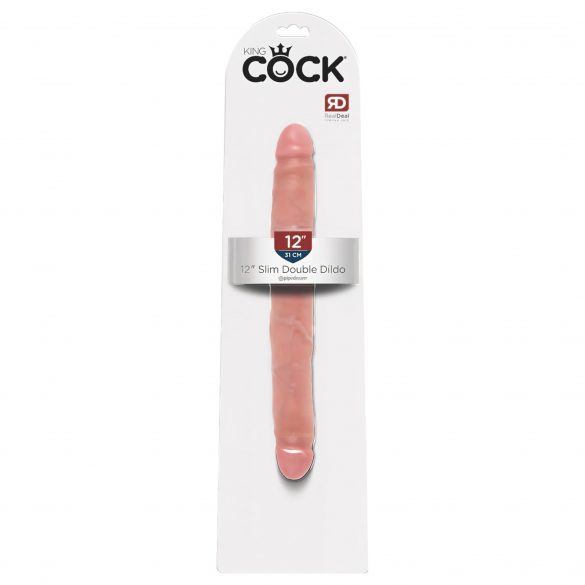 King Cock 12 Slim - realistyczne podwójne dildo (31 cm) - naturalny kolor