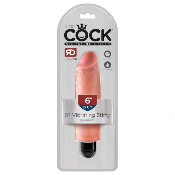 King Cock 6 Stiffy - wodoodporny, realistyczny wibrator (15 cm) - naturalny 