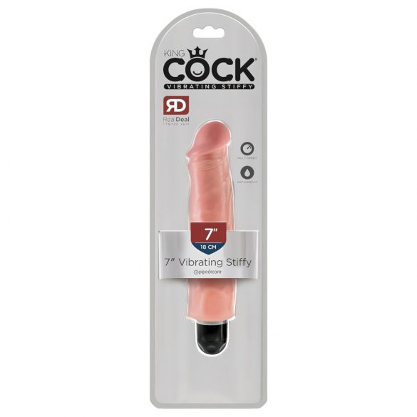 King Cock 7 Stiffy - wodoodporny, realistyczny wibrator (18 cm) - naturalny